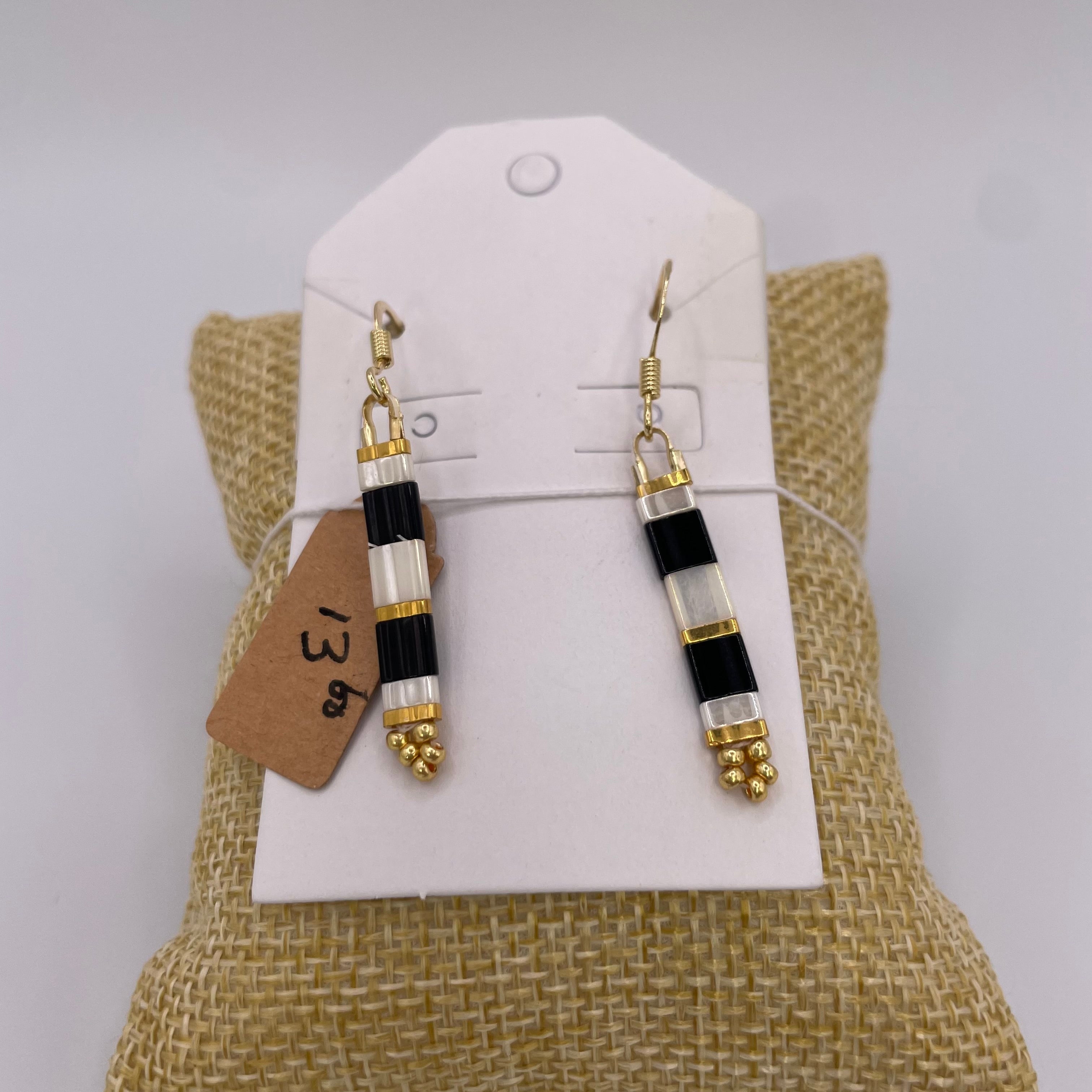 Black & White Miyuki Glass Earrings